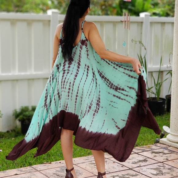 Green Tie-Dye Chiffon Maxi Dress main image 1